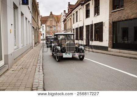 Bruges, Belgium-august 15, 2015-the Ford Model A In The Rarity Cars Parade In Brugge.