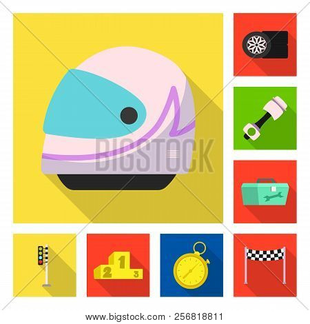 Isolated Object Of Car And Rally Sign. Set Of Car And Race Stock Vector Illustration.