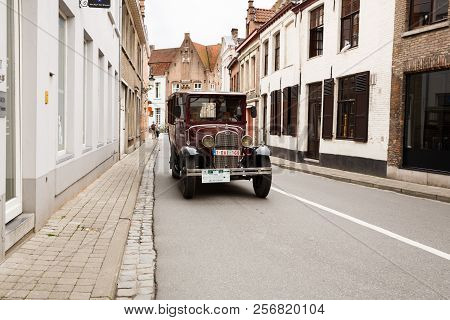 Bruges, Belgium-august 15, 2015-the Ford Model A In The Rarity Cars Parade In Brugge.