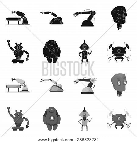 Vector Design Of Robot And Factory Logo. Set Of Robot And Space Vector Icon For Stock.