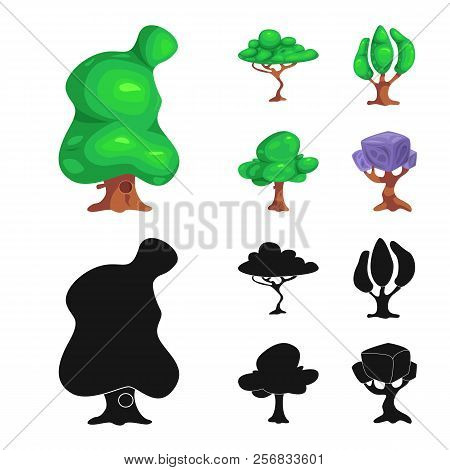 Vector Illustration Of Tree And Nature Sign. Set Of Tree And Crown Vector Icon For Stock.
