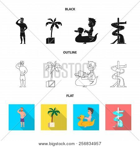 Vector Design Of Pool And Swimming Sign. Set Of Pool And Activity Stock Vector Illustration.