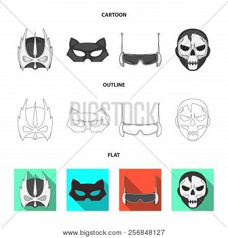 Vector Illustration Of Hero And Mask Symbol. Set Of Hero And Superhero Stock Vector Illustration.
