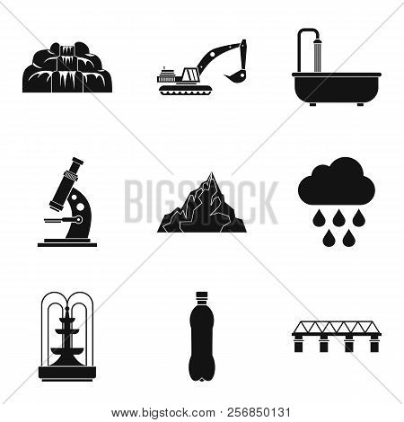 Hydraulic System Icons Set. Simple Set Of 9 Hydraulic System Icons For Web Isolated On White Backgro