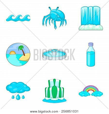 Water Test Icons Set. Cartoon Set Of 9 Water Test Icons For Web Isolated On White Background