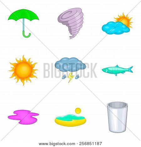 Drainage Icons Set. Cartoon Set Of 9 Drainage Icons For Web Isolated On White Background