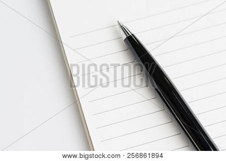 Task List, To-do List, Note, Message, Lecture Or Wish List Concept By Closed Up Of Black Pen On Whit