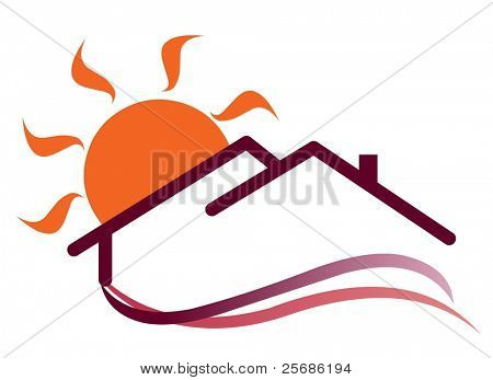 阳光明媚的房子标志