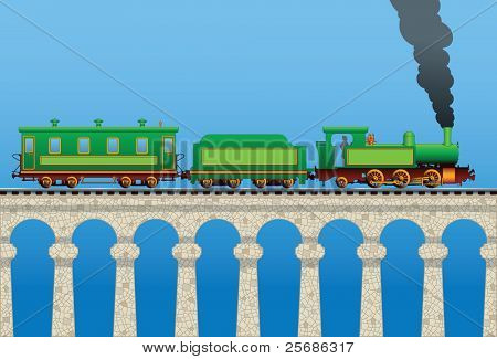 Vektorové ilustrace lokomotiva s motorových vozech