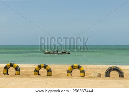 Cabo De La Vela, La Guajira, Colombia. April 2018. A View Of The Caribbean Beach In Cabo De La Vela 