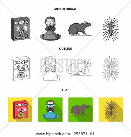 Staff, Packing With Poison And Pests Flat, Outline, Monochrome Icons In Set Collection For Design. P