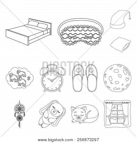 Rest And Sleep Outline Icons In Set Collection For Design. Accessories And Comfort Vector Symbol Sto
