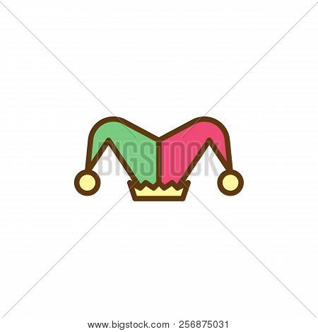 Clown Hat Filled Outline Icon, Line Vector Sign, Linear Colorful Pictogram Isolated On White. Jester