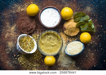 Ayurvedic Face Pack Or Ubtan Of Moong Dal Or Green Lentil Or Mung Dal With Lemon,dried Orange Peel P