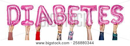 Hands showing diabates balloons word
