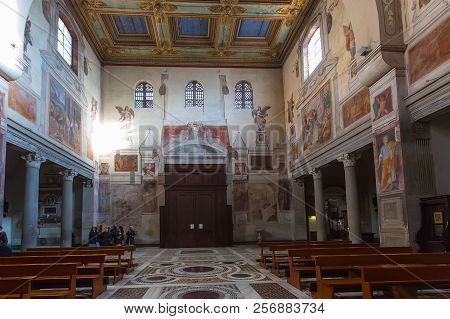 Rome, Italy -march 19, 2018: Interior Of Santa Prassede (the Basilica Of Saint Praxedes), The Most F