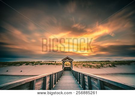 Viewpoint On Artificial Dunes Along The Dutch Coast Near The Coastal Town Of Petten