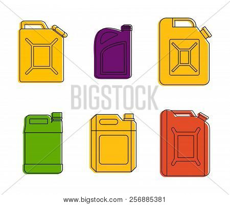 Canister Icon Set. Color Outline Set Of Canister Icons For Web Design Isolated On White Background
