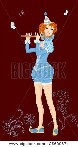Ragazza astratta con flauto