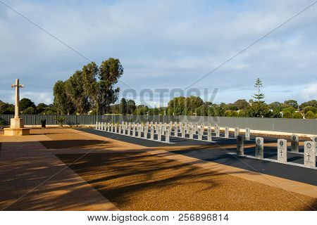 Geraldton, Australia - August 21, 2018: World War Ii Cemetary With 83 Graves