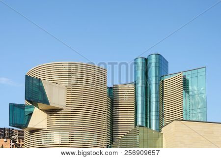 Tbilisi, Georgia - October 14, 2017: Modern Office Building Socar On Blue Sky Background