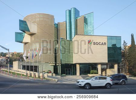Tbilisi, Georgia - October 14, 2017: Modern Office Building Socar In Tbilisi