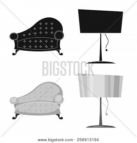 Vector Illustration Of Furniture And Apartment Symbol. Collection Of Furniture And Home Vector Icon 