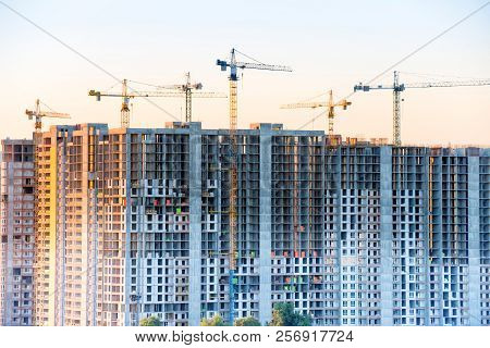 Construction Site With Buildind Cranes