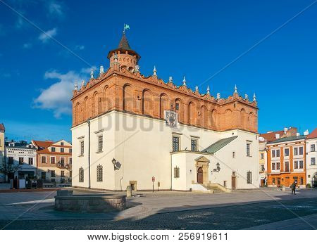 Scenic View Of Renaissance Town Hall On Market Square Of Old Town In Tarnow, Poland