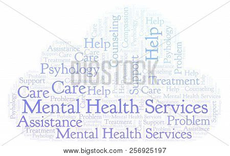 Mental Health Services Word Cloud. Wordcloud Made With Text Only.