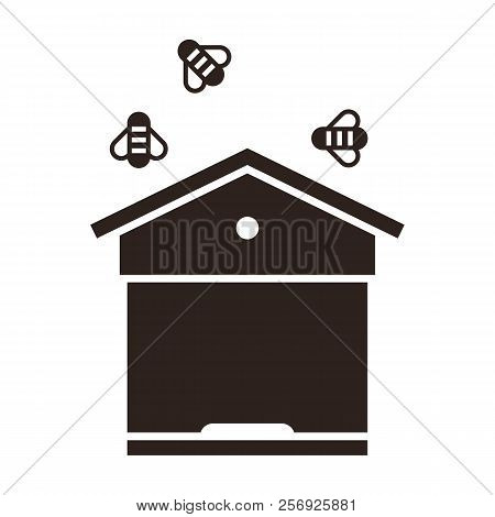 Beehive And Bees. Beekeeping Symbol - Vector Illustration