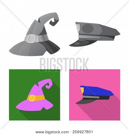 Vector Design Of Headwear And Cap Icon. Set Of Headwear And Accessory Vector Icon For Stock.