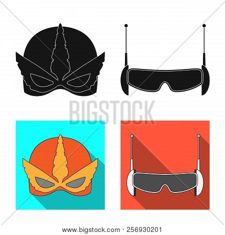 Vector Illustration Of Hero And Mask Logo. Set Of Hero And Superhero Vector Icon For Stock.