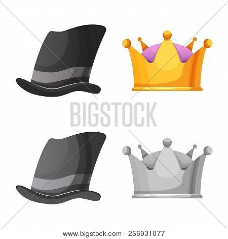 Isolated Object Of Headwear And Cap Symbol. Set Of Headwear And Accessory Vector Icon For Stock.