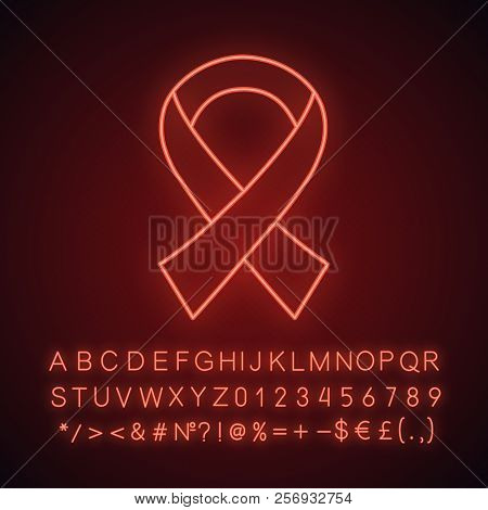 Anti Hiv Ribbon Neon Light Icon. World Aids Day Glowing Sign. Fighting Against Aids. Vector Isolated