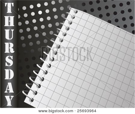 Vector organizer note book for thursday