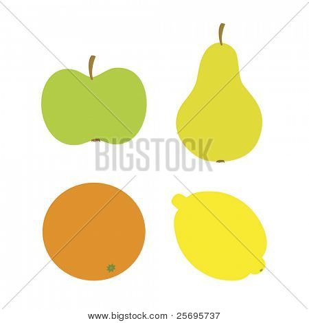 яблоко, груша, оранжевый и лимоном