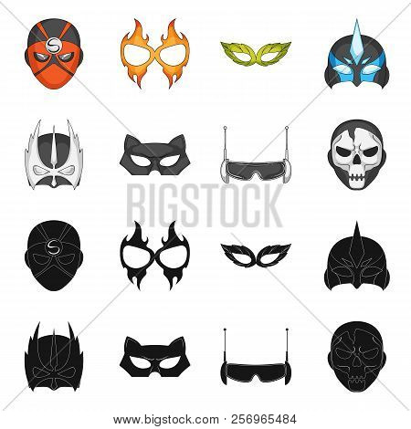 Vector Illustration Of Hero And Mask Logo. Set Of Hero And Superhero Stock Symbol For Web.