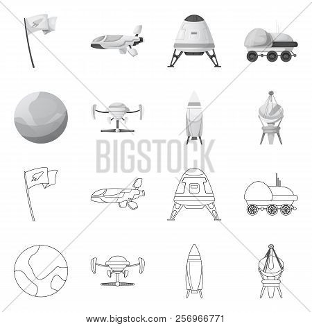 Vector Illustration Of Mars And Space Symbol. Set Of Mars And Planet Vector Icon For Stock.