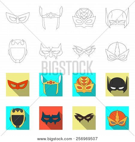 Vector Design Of Hero And Mask Symbol. Set Of Hero And Superhero Vector Icon For Stock.