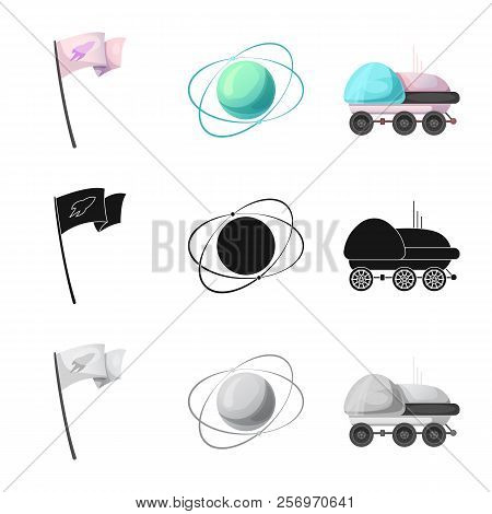 Vector Illustration Of Mars And Space Logo. Collection Of Mars And Planet Vector Icon For Stock.