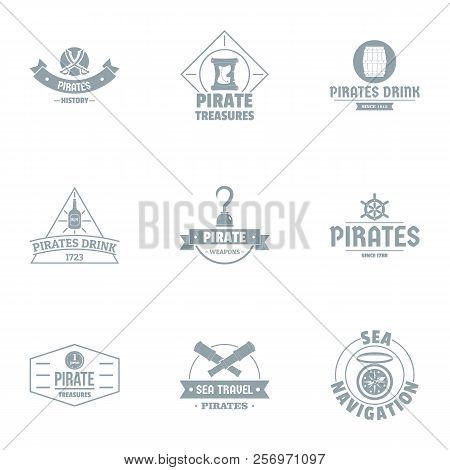 Pirate Logo Set. Simple Set Of 9 Pirate Logo For Web Isolated On White Background