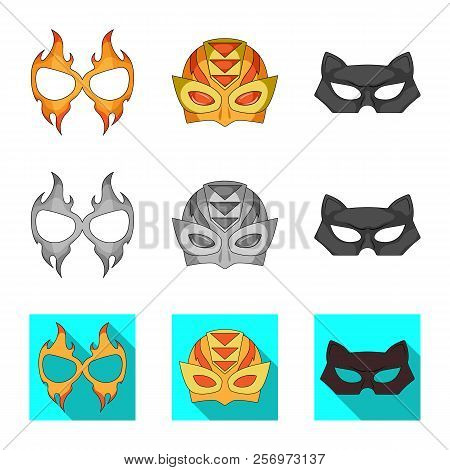 Vector Design Of Hero And Mask Icon. Set Of Hero And Superhero Stock Vector Illustration.