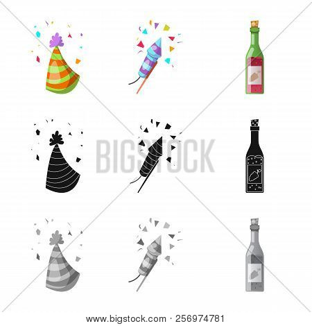 Vector Design Of Party And Birthday Symbol. Collection Of Party And Celebration Vector Icon For Stoc