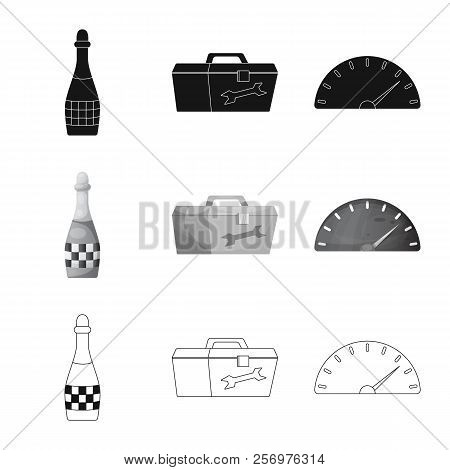 Isolated Object Of Car And Rally Sign. Set Of Car And Race Stock Vector Illustration.