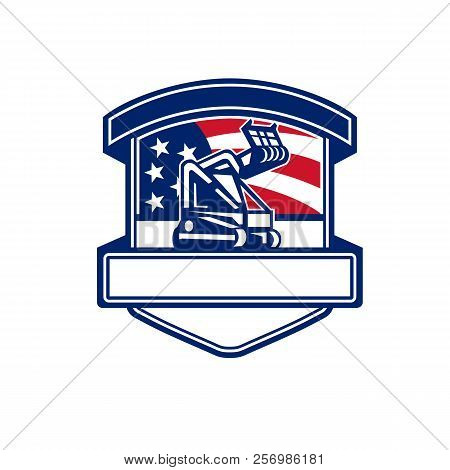 Badge Icon Retro Style Illustration For Tree Mulching Service Showing A Tree Mulcher Or Forestry Cut