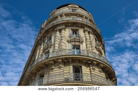 Traditional French Haussmann Architecture And Residential Building In Marseille.