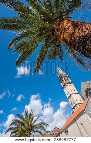 Saint Nikola Church Tower In Perast, Kotor Harbor, Montenegro