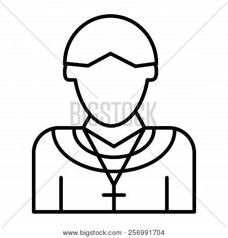 Priest Thin Line Icon. Christian Vector Illustration Isolated On White. Chaplain Outline Style Desig