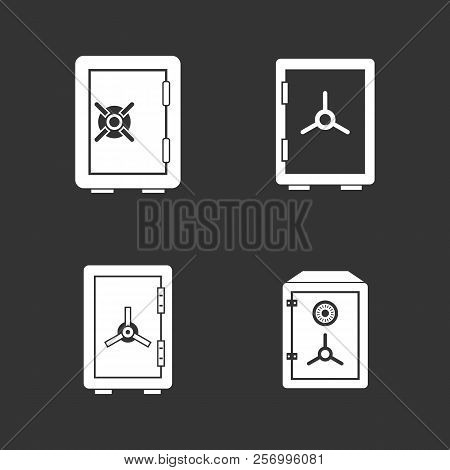 Safe Icon Set White Isolated On Grey Background
